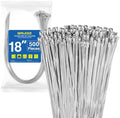 500Pack Stainless Steel Cable Zip Ties 18 inch 304 Metal Cable Ties with 270lbs Tensile Strength Heavy Duty Zip Ties for Farms Pipes Roofs Workshop Outdoor Fence Use by GRUOIZAccessories
