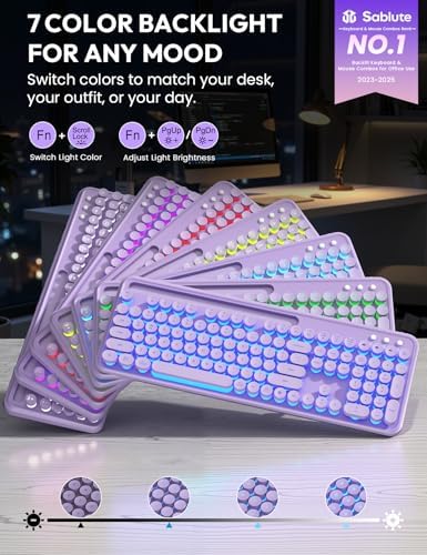Wireless Keyboard and Mouse, Backlit Typewriter with Magnetic Wrist Rest - Image 2