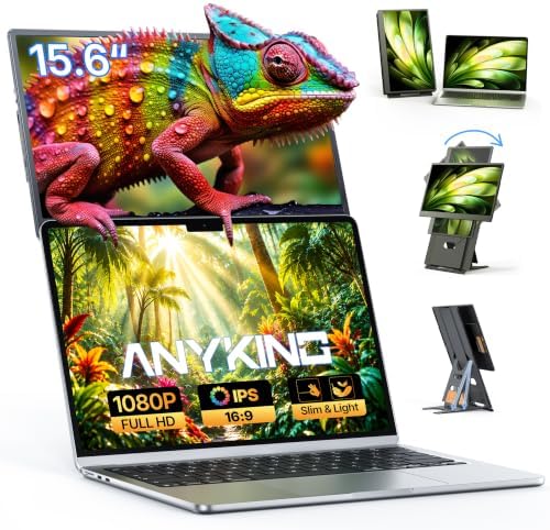 Laptop Screen Extender 15.6", 5 Modes & Detachable Slim Portable Monitor by AnykingOfficial