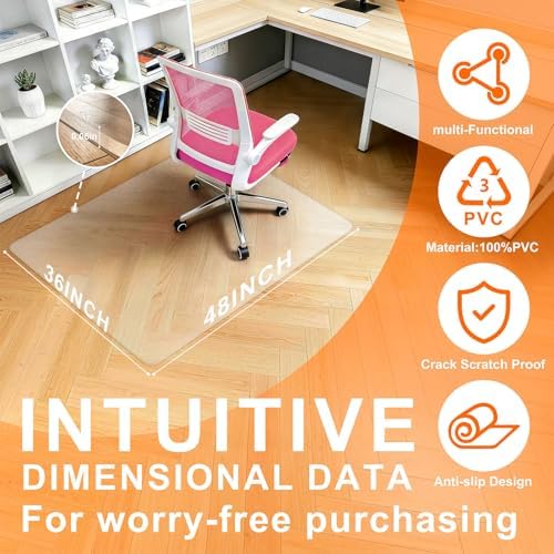 Clear Chair Mat for Hard Floor, 36" x 48" Heavy Duty Desk Mat, Rectangle - Image 2