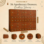 56-Drawer Apothecary Cabinet, Stackable & Modular Vintage Library Card Catalog Organizer, Solid Wood Storage Box with Brass Pulls & Label Holders for Trading Cards, Beads, Stickers & Hardware - Image 2