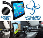 Mount-It! Carbon Fiber Car Headrest Tablet Holder, Back Seat iPad & Tablet Mount for Kids, Adjustable 7–11 Inch Rear Seat Holder for Galaxy & Fire Tablets, Road Trip Travel Mount - Image 2
