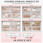 18 Pcs Clear Adjustable Drawer Organizer, 2-Size Desk Drawer Organizer Box, Acrylic Storage Bins for Makeup, Cosmetic, Kitchen Utensils, Bedroom Dressers Tool Organizer for Gadgets (18) - Image 3