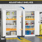 Fesbos Metal Storage Cabinet-71” Tall Steel File Cabinets with Lockable Doors and Adjustable Shelves-White Steel Storage Cabinet for Home,Kitchen, School, Office, Garage - Image 4
