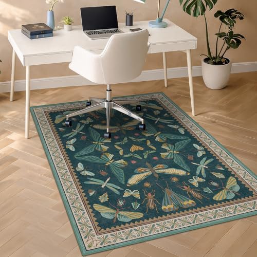 JTJ Teal Office Chair Mat for Hardwood Floor, 36" x 48" Insect Rug - Image 3