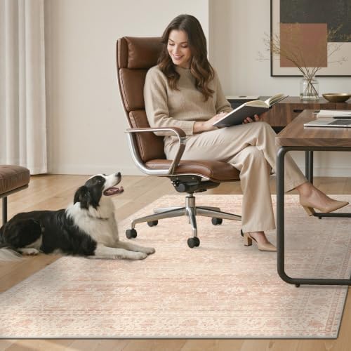 48"x60" Office Chair Mat for Hardwood Floor, Non-Slip Washable Dusty Pink - Image 7