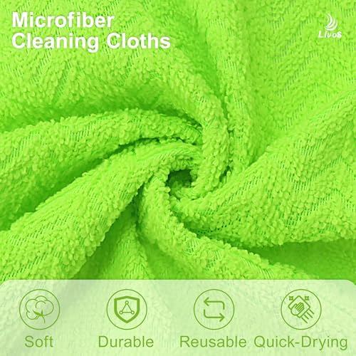 LIVOS Microfiber Cleaning Cloth Roll - 80 Pack, Reusable Paper Towels, Microfiber Towels for Cars, Super Absorbent Lint Free Cleaning Rags for House, Kitchen, Window-Wave Green, 11.5"x11.5" - Image 5