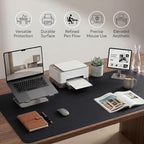 Large Desk Pad Non-Slip Desk Mat Protector for Keyboard Mouse Waterproof Vegan Leather Surface Faux Leather Laptop Mat Smooth Mouse Pad Premium Gift Tube Obsidian Black 55" x 23" - Image 5