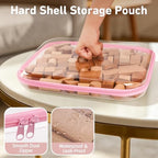 3 Pack Extra Large Clear Hard Shell Zipper Case with Labels, Pink - Image 3