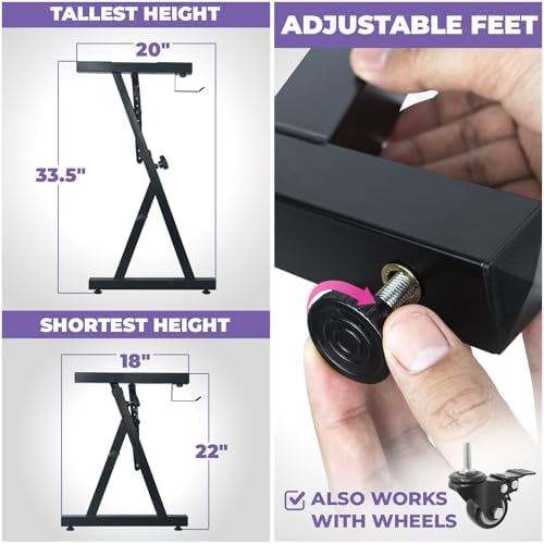 Liquid Stands Piano Keyboard Stand - Z Style Adjustable and Portable Heavy Duty Music Stand for Kids and Adults -Fits 54-88 Key Electric Pianos - Sturdy Musical Keyboard Stand (Black) - Image 3