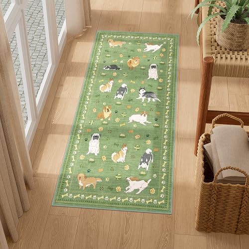 DUKINO 2x4 Rug Runner, Washable Dog Bathroom Rug Soft Non Slip, Green - Image 5