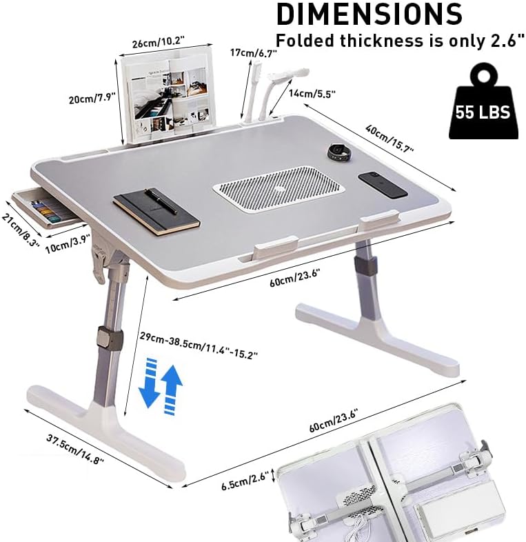 Laptop Desk for Bed, Adjustable Bed Table X-Large Laptop Bed Trays - Image 2