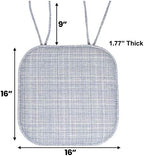 Sweet Home Collection Chair Cushion Memory Foam Pads with Ties Honeycomb Pattern Slip Non Skid Rubber Back Rounded Square 16" x 16" Seat Cover, 2 Pack, Aria Silver/Blue 6 pack - Image 3
