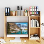 Desktop Bookshelf, 3-Tier Wood Countertop Bookcase with 5 Shelves, Desk Hutch for College Dorm, Multipurpose Desk Organizer Shelf Display Rack for Home Office, Hutch Top Only - Image 2