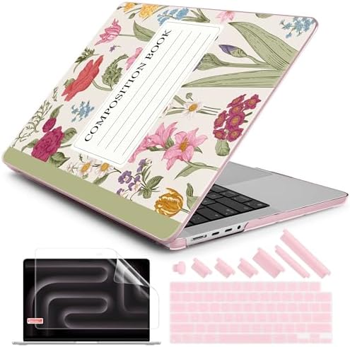 DONGKE Compatible with MacBook Pro 16 Inch Case (2026-2021 Release, M5 M4 M3 M2 M1 Pro/Max Chip), Plastic Hard Shell with Keyboard Cover & Screen Protector for MacBook Pro 16", Green Composition Book by DONGKE