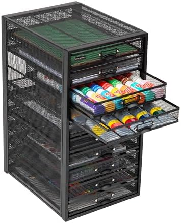 Mind Reader 10-Drawer Desk Organizer for Office Supplies, Crafts, Mail Sorting & More, Metal Mesh, Black - Image 5