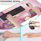 Keyboard Wrist Rest and Mouse Pad with Wrist Support Set Ergonomic Coaster,Memory Foam,Easy Typing Pain Relief,Large XL Desk Mat 31.5"x 11.8",Marble Pretty Pink - Image 6