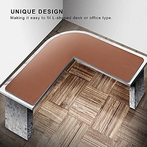 Chihein L-Shaped Desk Pad, Corner Desk Mat (49.2”+ 49.2”) x 15.7”, Computer Office Mouse pad Writing Table Pad for Home Office - Brown/Gray - Image 6