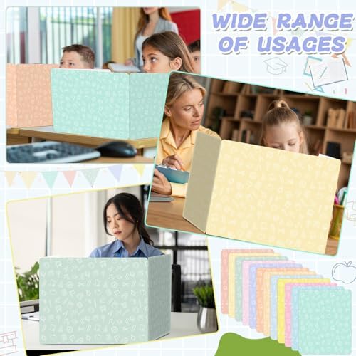 gisgfim 24 Pack Privacy Shields for Student in 12 Pastel Colors Desk Dividers Durable Privacy Folders Testing Dividers Shield Study Boards Panel Partition for Classroom Teacher Back to School Supplies - Image 6
