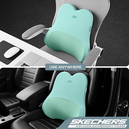 Skechers Air-Cooled & Memory Foam Lumbar Pillow,Lumbar Support Pillow for Office,Chair Lower Back Pain Relief Lumbar Pillow,Ergonomic Design Back Support Pillow for Office Chair,Car,Home,Travel,Green - Image 4