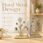 Book Ends Decorative Bookends for Shelves, Floral Bookends Book Stoppers, Elegant Bookshelf Decor Flower Design for Home Office Desk Room Decor - Image 5