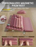 Wireless Keyboard and Mouse Combo, Cute Typewriter, Magnetic Wrist Rest - Image 3