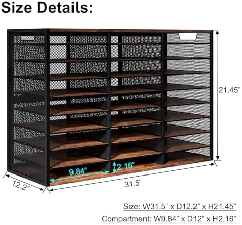 Mail Sorter - Adjustable Mail Holder, Countertop Literature Organizer, Student Mailbox for Classroom, Desktop Bill Paper Organizer for Office & Home, 27 Compartments, Brown - Image 3