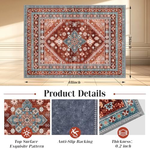 Office Chair Mat for Hardwood Floor & Tile Floor,36"X 48"-Brown Red - Image 2