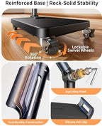 Rolling Tablet Floor Stand with Wheels, Adjustable Aluminum Arm & 360° Rotation, Magnetic Phone Holder with Remote, iPad Floor Stand for Bed, Compatible with 4.7-13" iPad, Phone, Kindle & Tablets - Image 5