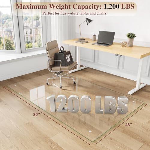 Tempered Glass Chair Mat for Carpet, 48"x80" Clear Floor Mat - Image 2