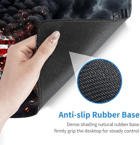 Desk Mat, Mouse Pad with Wrist Rest, 4-in-1 Large Mouse Pads for Desk, Ergonomic Mouse Pad and Keyboard Wrist Rest Gaming Keyboard Mat for Office,Fire Skull American Flag - Image 3