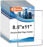 EHWINE Acrylic Sign Holder 8.5 x 11 Wall Mount, 10 Pack Clear Flyer Holders by EHWINE