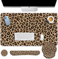 Arttown Keyboard Mouse Pad Set, 4 in 1 Desk Mat Set Leopard Cheetah by Arttown