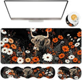 TGFEWYTJYJ Extended Gaming Mouse Pad,Memory Foam Ergonomic Keyboard Mouse Wrist Rest Support Set,Large Desk Mat with Stitched Edges,Non-Slip Base Mousepad Home Office,Highland Cow and Flower by GFEWYTJYJ
