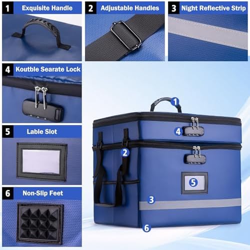 EXLIFBAG Fireproof File Organizer with Lock, 2 Layer - Image 2