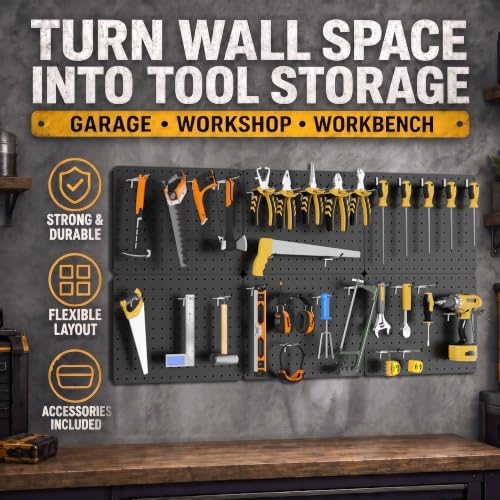 Steel Pegboard Tool Wall Organizer, 6Pack 14.76 x 10.82 in, 6 Bins, Black - Image 3
