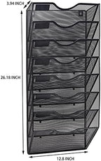 EASEPRES 8 Pocket Mesh Hanging Wall File Organizer, Wall Mounted Mail Paper Document Folder Holder, Clipboard Storage Organization Magazine Rack with Nametag Label for Office Home School, Black - Image 2