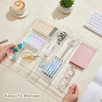 Briwooody 2 Pcs Acrylic Desk Drawer Organizer Maximum 11.8 x 17 x 1.9 Inch Expandable Drawer Organizer Trays with 7 Adjustable Compartments Desk Accessories for Makeup Silverware Office Bathroom - Image 5