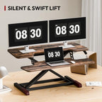 SANODESK 36" Standing Desk Converter, Height Adjustable Sit-Stand Computer Riser, Dual Monitor Workstation with Keyboard Tray, Ergonomic Tabletop, Rustic Brown - Image 7