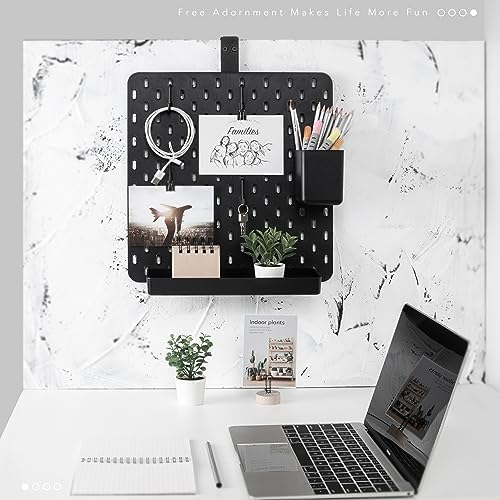 EHO Clamp-On Desk Pegboard, 13.5 x 14 inch Privacy Divider, Desk Partition Panel, No-Drill Desk Mounted Organizer, Combination Peg Board for Office, Gaming, Home, Plants, Black - Image 5