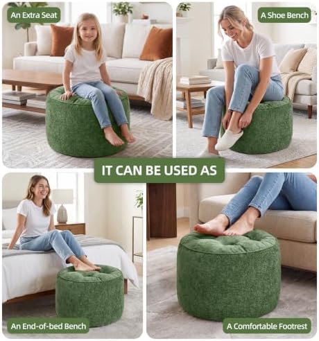Hobestluk Round Oversized Ottoman Foot Leg Rest Under Desk for Couch - Image 6