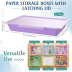 Tinlade 12 Pcs Classroom Paper Storage Bins with Lids, Macaron, 13x10in - Image 2