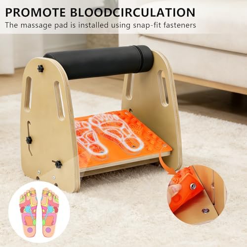 Under Desk Footrest,Massage & Leather Pads,3 Height Levels-Orange - Image 5