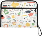 13 Pockets Expanding File Folder with Zipper Closure, Kitchen Icon Sets Recipe Accordion File Folder with Sticky Labels, Letter Size A4 Papers Expandable File Document Organizer - Image 7