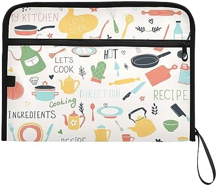 13 Pockets Expanding File Folder with Zipper Closure, Kitchen Icon Sets Recipe Accordion File Folder with Sticky Labels, Letter Size A4 Papers Expandable File Document Organizer - Image 7