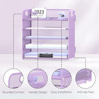 2 Pack 5-Tier Purple Desk Organizer with Handle Mesh Desk File/Paper Organizer Letter Tray for Office, School and Home Easy Installation Purple Office Supplies - Image 3