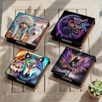 4Pcs Wolf and Owl PU DIY Diamond Art Painting Sticky Notes Holder (640 Blank Notepads) Cube Note Box Mosaic Craft Set for Office Accessories Desk Office Workplace - Image 3