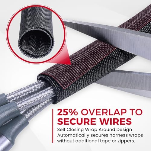Braided-Wiring-Loom Black Mesh Woven Split-Sleeves 1/2''-28ft - Image 4
