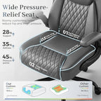 GTPOFFICE Executive Office Chair with Comfortable Lumbar Support, Ergonomic Gaming Chair with Flip-up Armrests & Zoned Pressure-Relief Cushion, Comfy PU Leather Desk Chair, Grey - Image 4