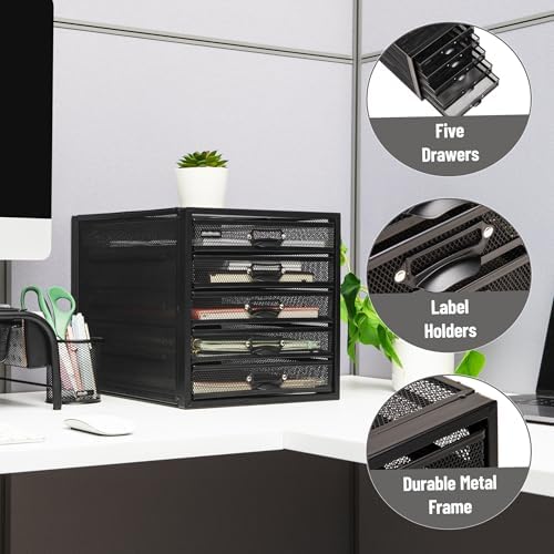 Mind Reader File Storage Drawers, Desk Organizer, Multi-Purpose, Crafts, Office, Metal, Black - Image 4